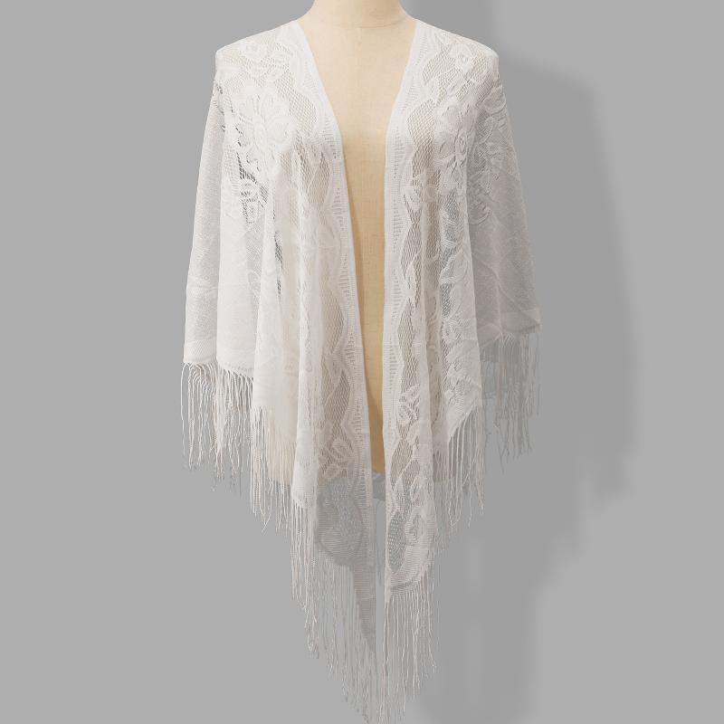 Shawl Wrap Winter - Chal de encaje floral transparente con